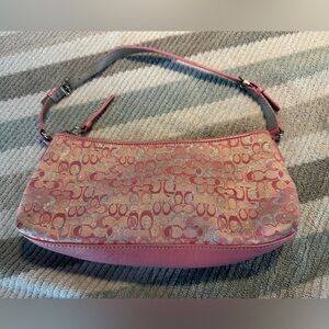 Pink and Silver small coach Bag- some wear on bottom and inside